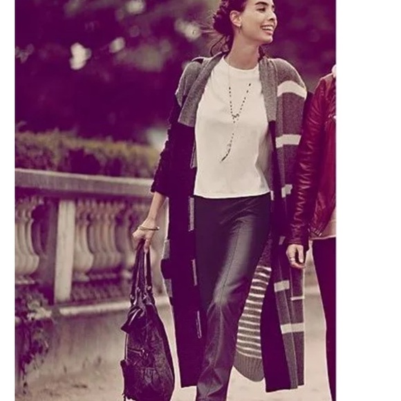 Free People Graphic Flower Long Cardigan Grey/Black combo - Picture 4 of 10